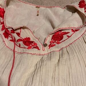 Embroidered Red and Cream Mini Dress